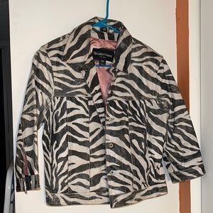Genuine Vintage Leather Zebra Print Jacket